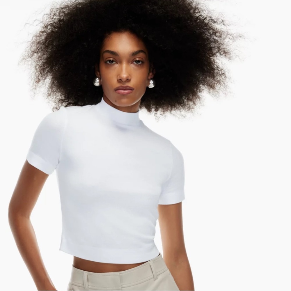 Aritzia Gonzalo white mock neck tee
